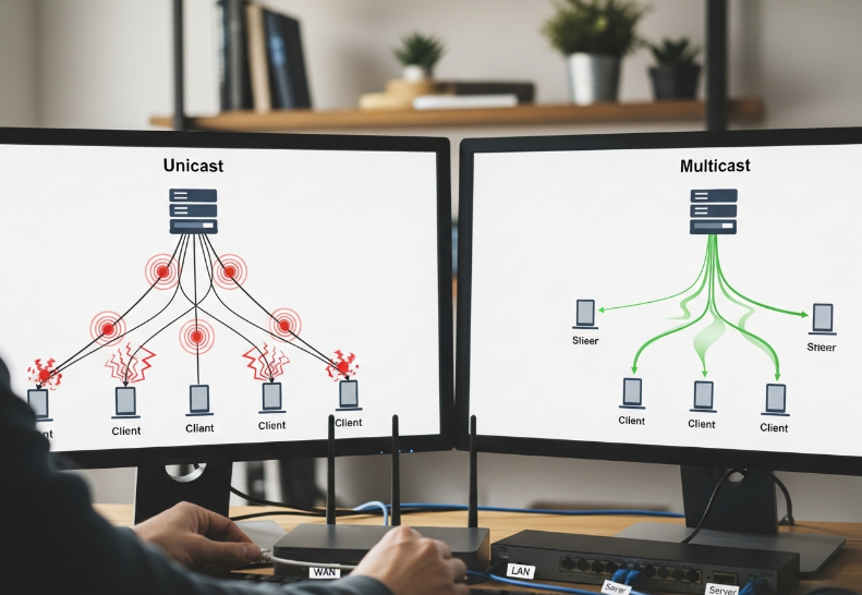 Unicast vs. Multicast im Heimnetzwerk.png Unicast vs. Multicast im Heimnetzwerk.png